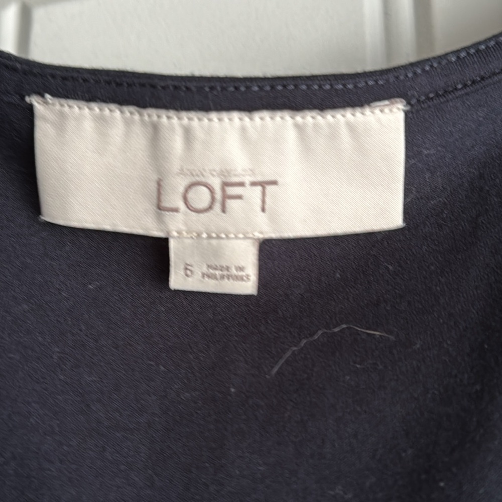 Loft Navy Blue Ruffle Dress - Picture 4 of 5